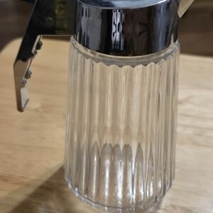 Retro French Syrup / Sugar Dispenser Chrome and Fluted Glass VALIRA  France